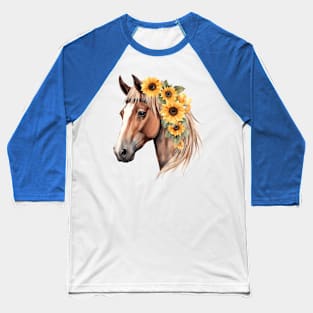 Horse and Sunflowers 2 Baseball T-Shirt